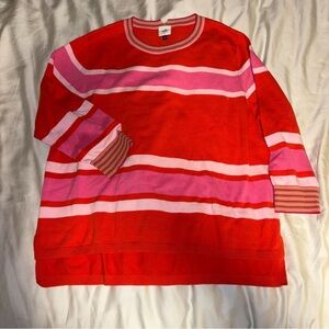 CAbi Red and Pink Knit Top